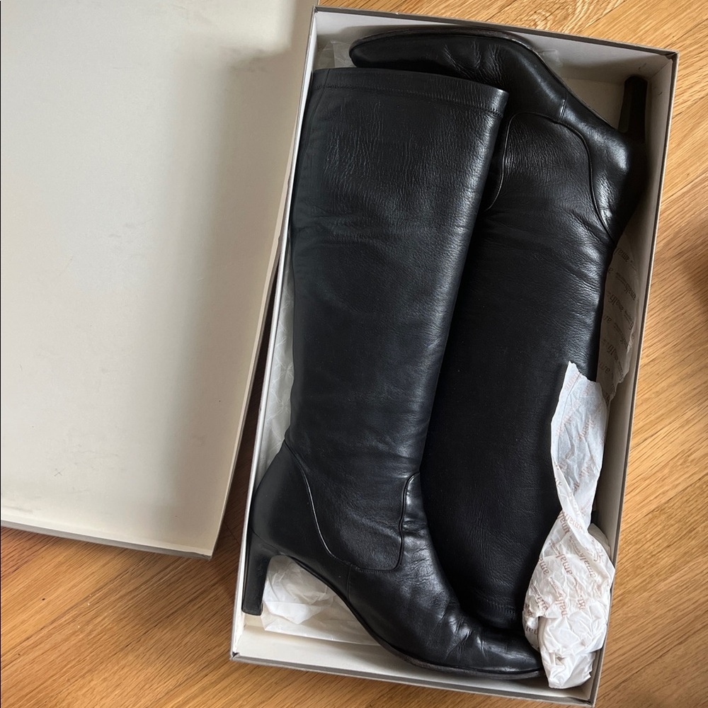 🕶️Cole Haan Paige Black Nappa Leather Stretch Pull On 3” Boot 10 Vintage Y2K - Picture 2 of 9